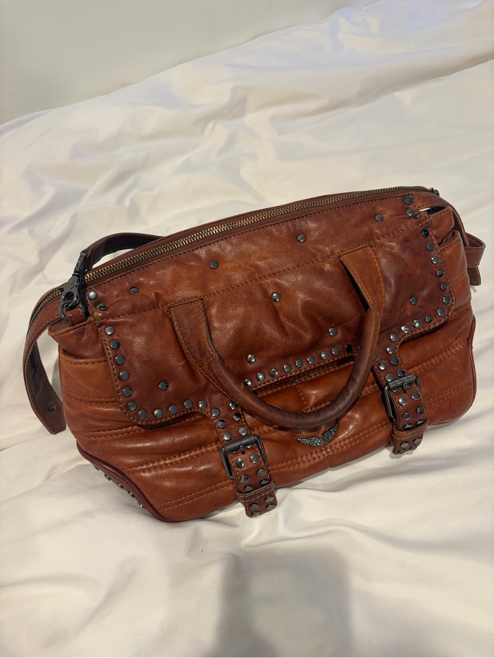 Brown Leather Interior Tote or Handbag - Brown